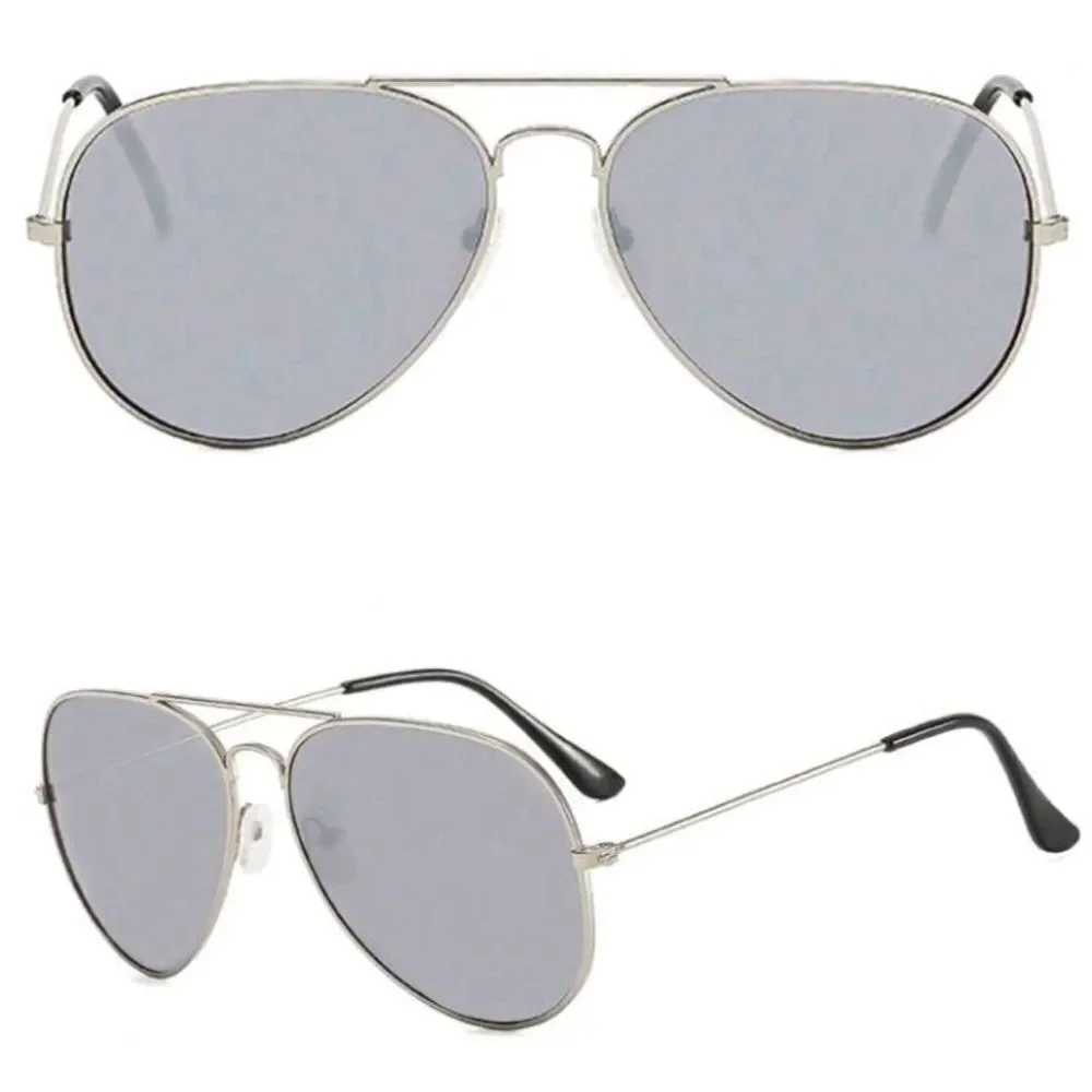 Gray Mirrored Aviator Sunglasses